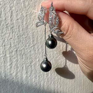Natural genuine Tahitian pearl earrings 11.5mm